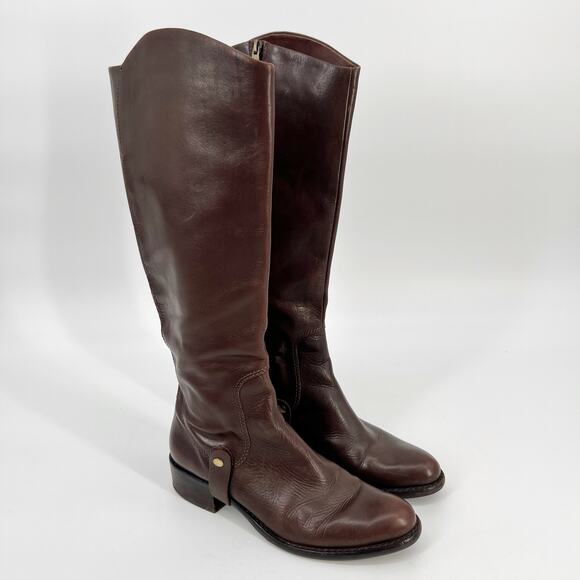 Via Spiga Tall Riding Boots Women 6 M Dark Brown Leather Equestrian Fashion Fall - Picture 1 of 8